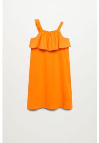 Mango Kids - Sukienka dziecięca Libra-I 110-164 cm. Okazja: na co dzień. Kolor: pomarańczowy. Materiał: tkanina, bawełna. Wzór: gładki. Typ sukienki: proste. Styl: casual #3