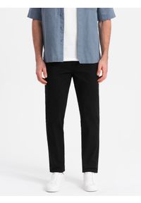 Ombre Clothing - Spodnie męskie chino SLIM FIT - czarne V4 OM-PACP-0186 - XXL. Kolor: czarny. Materiał: bawełna #2