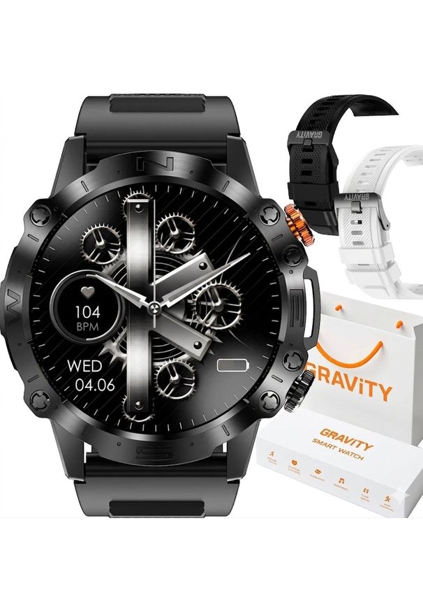 Smartwatch Gravity Zegarek męski SMARTWATCH GRAVITY T20-black/white. Rodzaj zegarka: smartwatch