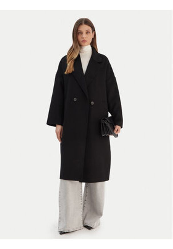 ViCOLO Płaszcz wełniany TF0003 Czarny Regular Fit. Kolor: czarny. Materiał: syntetyk