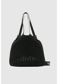 Valentino by Mario Valentino - VALENTINO Czarna zamszowa shopperka courmayeu. Kolor: czarny. Materiał: zamszowe. Rozmiar: duże. Rodzaj torebki: na ramię
