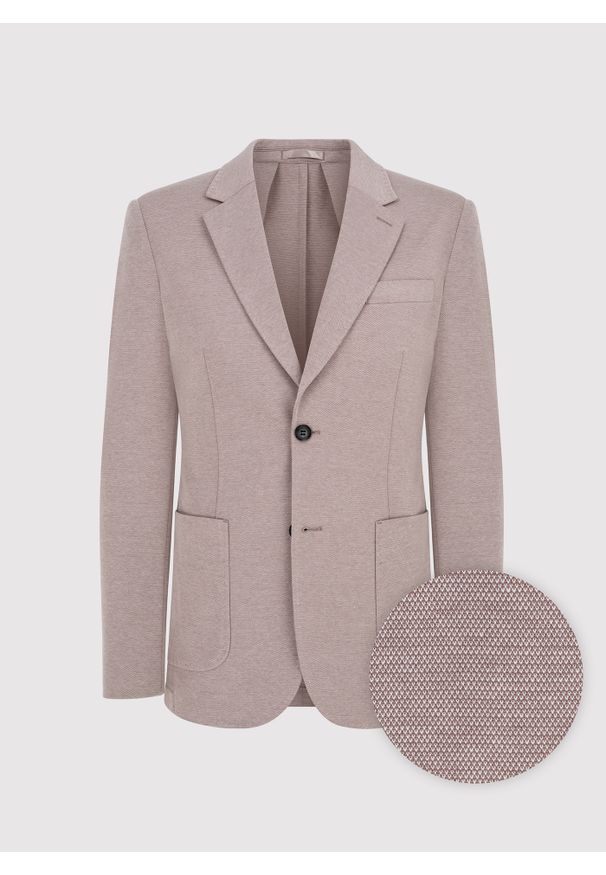 Pako Lorente - Beżowa marynarka melanż. Okazja: na co dzień. Kolor: beżowy. Materiał: dzianina, bawełna, poliester. Wzór: melanż. Sezon: wiosna. Styl: casual