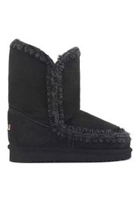 Mou - MOU ESKIMO BOOT 24 Śniegowce damskie. Wysokość cholewki: przed kolano. Kolor: czarny. Materiał: materiał, wełna, zamsz. Szerokość cholewki: normalna. Sezon: zima. Styl: elegancki, klasyczny #1