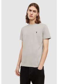 AllSaints t-shirt bawełniany kolor szary gładki. Kolor: szary. Materiał: bawełna. Wzór: gładki