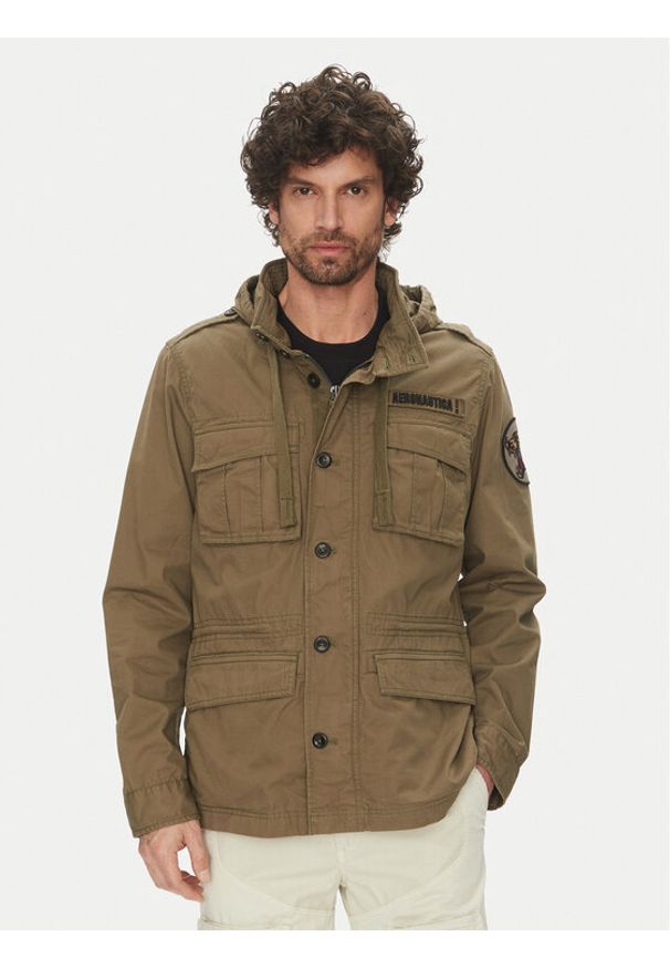 Aeronautica Militare Kurtka przejściowa 251AB2212CT3501 Khaki Regular Fit. Kolor: brązowy. Materiał: bawełna