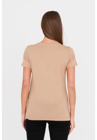 Guess - GUESS Brązowy damski t-shirt bawełniany z wilkiem, Rozmiar S. Kolor: brązowy. Materiał: bawełna. Wzór: nadruk #3