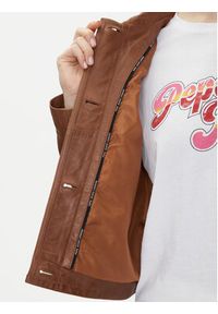 Pepe Jeans Kurtka skórzana Hillary PL402542 Brązowy Regular Fit. Kolor: brązowy. Materiał: skóra