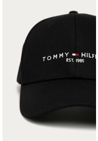 TOMMY HILFIGER - Tommy Hilfiger - Czapka. Kolor: czarny. Materiał: tkanina, bawełna. Wzór: gładki, nadruk #3