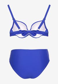 Renee - Niebieskie Bikini Majtki Figi i Biustonosz z Cyrkoniami Tenumela. Kolor: niebieski. Wzór: aplikacja, kwiaty #6