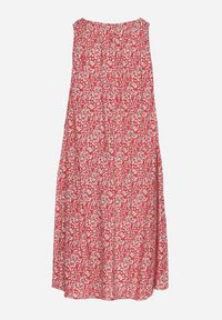 Born2be - Czerwona Rozkloszowana Sukienka z Bawełny w Abstrakcyjny Wzór Annivione. Kolor: czerwony. Materiał: bawełna. Długość rękawa: na ramiączkach. Styl: klasyczny, elegancki #6