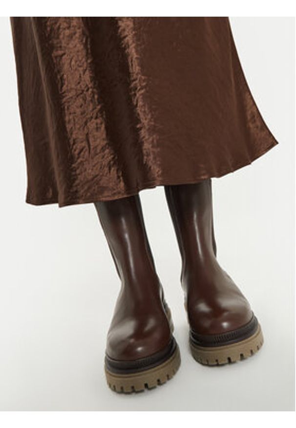 Max Mara Leisure Spódnica midi Allesio 2426106018 Brązowy Regular Fit. Kolor: brązowy. Materiał: satyna