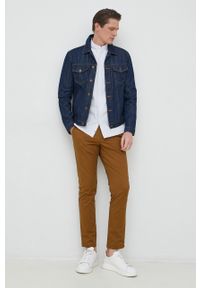 Pepe Jeans koszula bawełniana Leyton męska kolor niebieski regular ze stójką. Typ kołnierza: kołnierzyk stójkowy. Kolor: niebieski. Materiał: bawełna #3