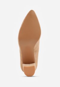 Born2be - Beżowe Klasyczne Czółenka na Obcasie ze Skórzaną Wkładką Maithria. Okazja: do pracy, na spotkanie biznesowe. Kolor: beżowy. Materiał: skóra. Obcas: na obcasie. Styl: klasyczny. Wysokość obcasa: średni #3