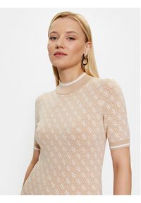 Guess Sukienka dzianinowa W3YK39 Z37K0 Beżowy Slim Fit. Kolor: beżowy. Materiał: wiskoza