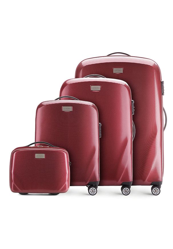 Wittchen - Komplet walizek z polikarbonu jednokolorowych. Kolor: czerwony. Materiał: guma
