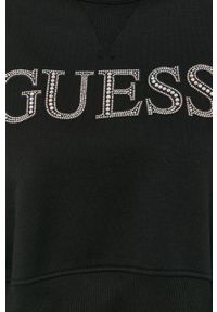 Guess bluza damska kolor czarny z aplikacją. Kolor: czarny. Wzór: aplikacja #4