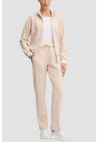 Guess - GUESS Beżowa rozpinana damska bluza w monogram Aggie, Rozmiar S. Okazja: na co dzień. Kolor: beżowy. Styl: elegancki, casual, sportowy #3