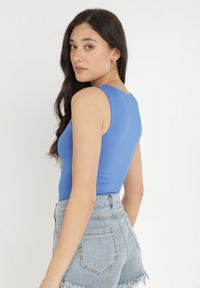 Born2be - Niebieskie Body Hyrmime. Typ kołnierza: dekolt kwadratowy. Kolor: niebieski. Materiał: dzianina, jeans. Długość rękawa: bez rękawów. Sezon: lato. Styl: klasyczny #5