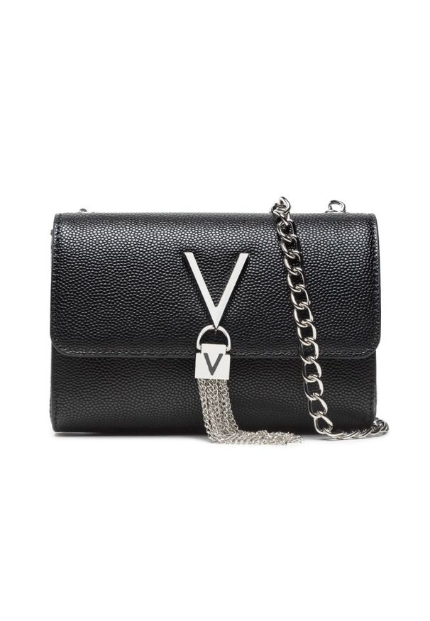 Valentino by Mario Valentino - VALENTINO Czarna kopertówka Divina ze srebnymi okuciami. Kolor: czarny. Styl: elegancki