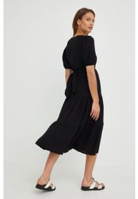 Answear Lab sukienka kolor czarny midi rozkloszowana. Kolor: czarny. Typ sukienki: rozkloszowane. Styl: wakacyjny. Długość: midi #2