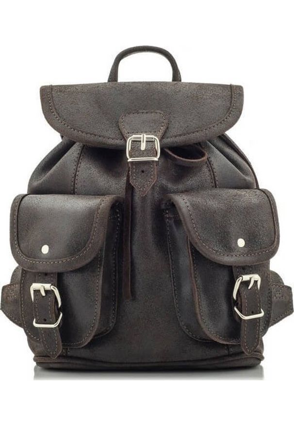 Belveder Mały Plecaczek Skórzany Damski Brązowy BR22. Kolor: brązowy. Materiał: skóra