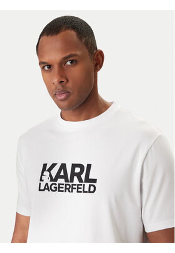 Karl Lagerfeld - KARL LAGERFELD T-Shirt 755780 561235 Biały Regular Fit. Typ kołnierza: dekolt w karo. Kolor: biały. Materiał: bawełna