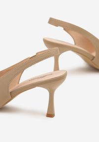 Renee - Beżowe Sandały na Szpilce Typu Slingback Melovelle. Okazja: na co dzień. Kolor: beżowy. Materiał: jeans. Obcas: na szpilce. Styl: elegancki, casual #5