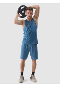 4f - 4F Tank top treningowy regular z materiału z recyklingu męski - niebieski 3XL. Kolor: niebieski. Materiał: materiał. Wzór: gładki, jednolity, ze splotem. Sport: fitness