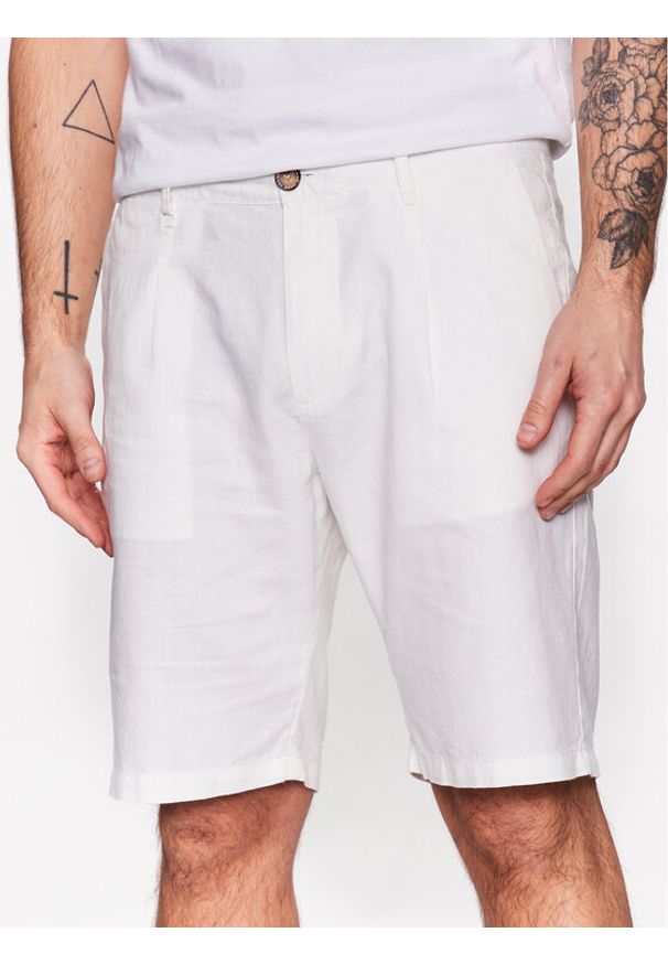 Pepe Jeans Szorty materiałowe Arkin Short Linen PM800913 Écru Relaxed Fit. Materiał: materiał