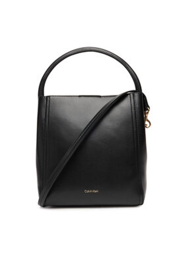 Calvin Klein Torebka Ck Bucket With Strap LV04F3174G Czarny. Kolor: czarny. Materiał: skórzane