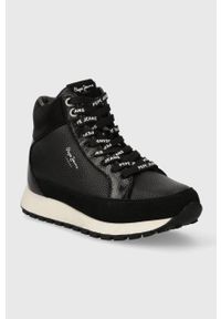 Pepe Jeans sneakersy DEAN MOLL kolor czarny PLS31533. Nosek buta: okrągły. Kolor: czarny. Materiał: guma. Szerokość cholewki: normalna. Obcas: na koturnie #3