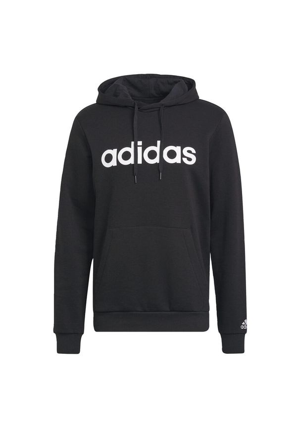 Adidas - adidas Essentials Linear Logo Hoodie, męska bluza. Kolor: biały, czarny, wielokolorowy. Materiał: bawełna, wiskoza, poliester. Sport: fitness
