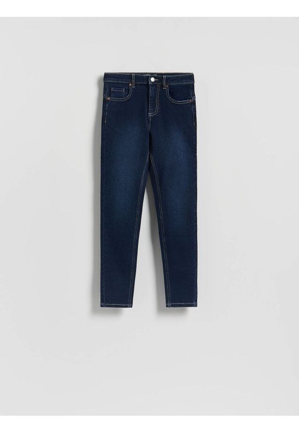 Reserved - Jeansy slim fit push up - granatowy. Kolor: niebieski