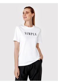 Simple T-Shirt TSD033 Biały Regular Fit. Kolor: biały. Materiał: bawełna
