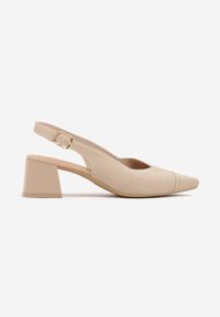 Renee - Ciemnobeżowe Czółenka VICES Soft Fit Slingback na Lakierowanym Słupku z Elastyczną Cholewką Comfort Coromenis. Zapięcie: sprzączka. Kolor: beżowy. Materiał: lakier. Szerokość cholewki: normalna. Obcas: na słupku. Styl: elegancki #5