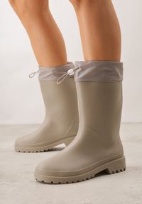 Renee - Szare Kalosze ze Ściągaczami przy Cholewce Bastotus. Okazja: na co dzień. Kolor: szary. Szerokość cholewki: normalna. Styl: casual #1