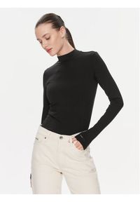 Calvin Klein Bluzka Cotton Modal Mock Neck Ls Top K20K206484 Czarny Slim Fit. Kolor: czarny. Materiał: bawełna