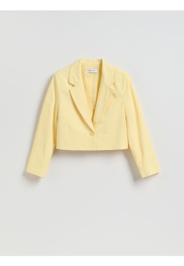 Reserved - Krótka marynarka - jasnożółty. Kolor: żółty. Materiał: tkanina. Długość: krótkie