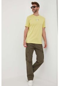 Calvin Klein Jeans t-shirt bawełniany kolor zielony z nadrukiem. Kolor: zielony. Materiał: bawełna. Wzór: nadruk. Styl: klasyczny #4