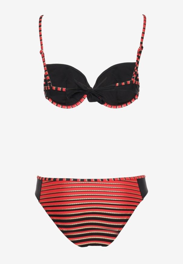 Renee - Czerwono-Czarne Bikini Dwuczęściowe w Paski Biustonosz i Figi Wialisa. Kolor: czerwony. Wzór: paski