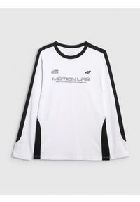 4f - 4F Longsleeve oversize z nadrukiem męski - biały XS. Kolor: biały. Długość rękawa: długi rękaw. Wzór: nadruk