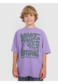 4f - 4F T-shirt oversize z nadrukiem chłopięcy - fioletowy 152 (11-12 lat). Okazja: na co dzień. Kolor: fioletowy. Wzór: nadruk. Sezon: lato. Styl: casual #1