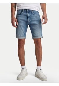 G-Star RAW - G-Star Raw Szorty jeansowe 3301 D10481-D441-G347 Niebieski Slim Fit. Kolor: niebieski. Materiał: bawełna