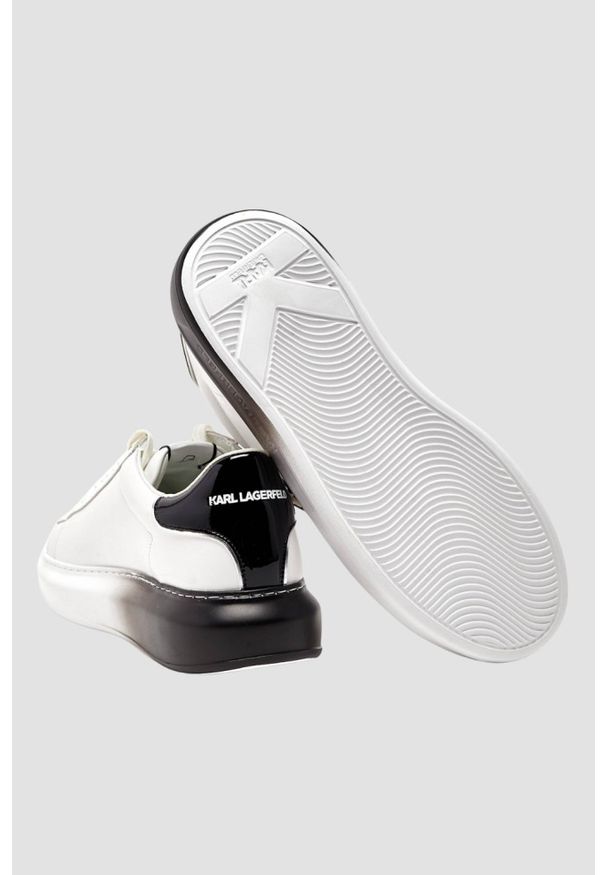 Karl Lagerfeld - KARL LAGERFELD Białe męskie sneakersy skórzane Ombre KAPRI, Rozmiar 43. Okazja: na co dzień. Kolor: biały. Materiał: skóra