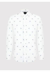 Pako Lorente - PAKO LORENTE – Biała męska koszula w palmy. Typ kołnierza: kołnierzyk klasyczny. Kolor: biały. Materiał: bawełna, elastan. Długość rękawa: długi rękaw. Długość: długie. Styl: klasyczny #4