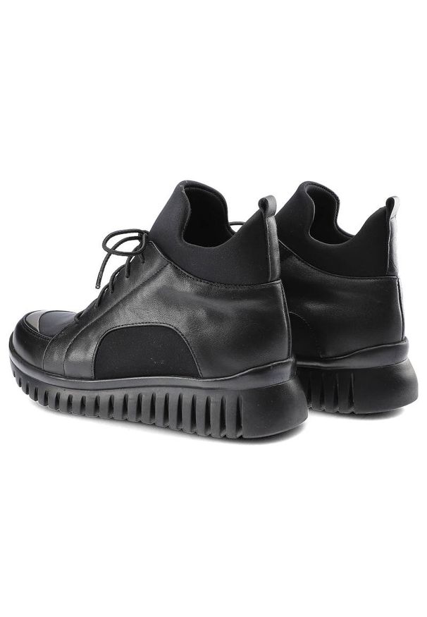 Czarne Sneakersy Damskie Artiker Wygodne Półbuty. Kolor: czarny. Materiał: materiał, skóra. Szerokość cholewki: normalna. Obcas: na platformie. Styl: sportowy