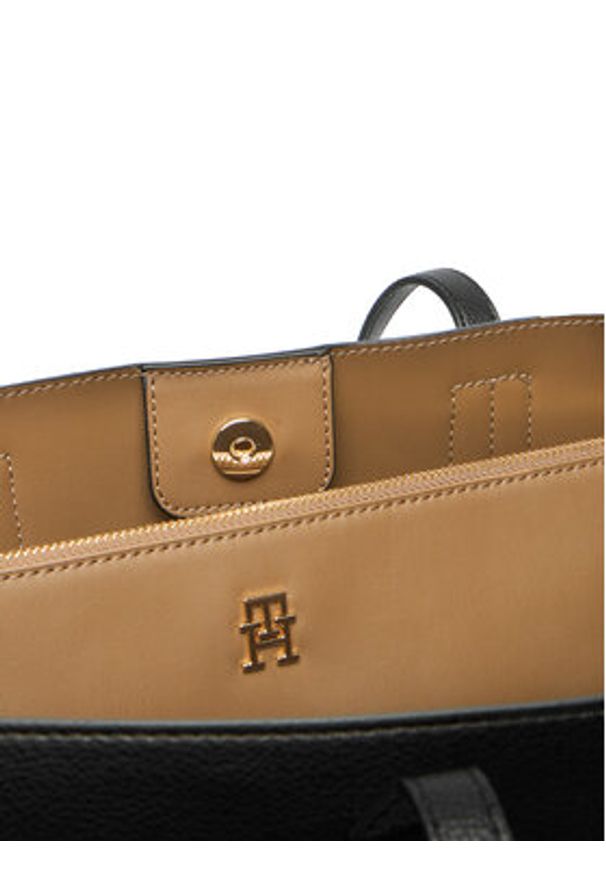 TOMMY HILFIGER - Tommy Hilfiger Torebka Th Icon Tote AW0AW18173 Czarny. Kolor: czarny. Materiał: skórzane