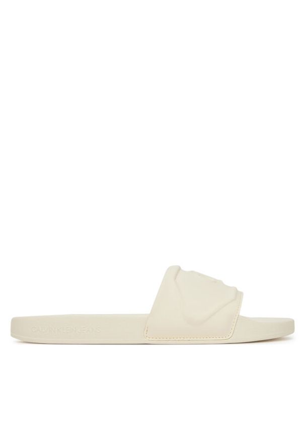 Calvin Klein Jeans Japonki Slide Pu Hf Mg YW0YW01879 Beżowy. Kolor: beżowy. Materiał: skóra