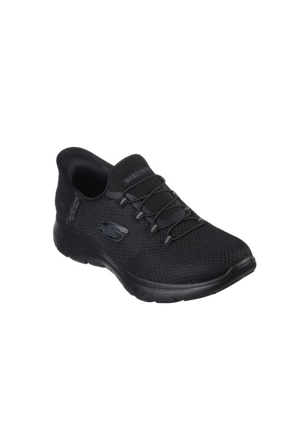 skechers - Buty do chodzenia damskie Skechers Slips-ins. Kolor: czarny. Materiał: materiał, syntetyk. Szerokość cholewki: normalna. Sport: turystyka piesza