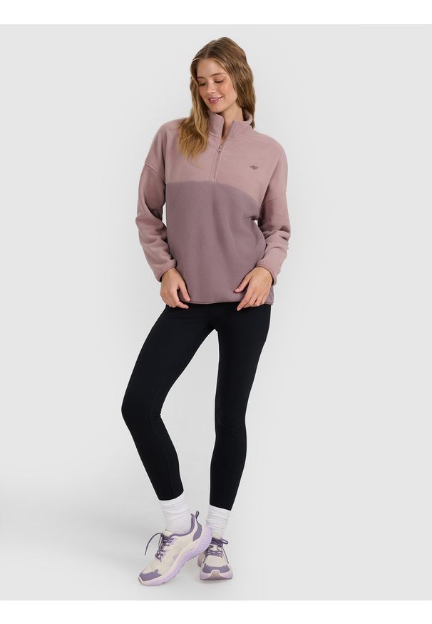 4f - 4F Polar ze stójką regular damski - beżowy XXL. Typ kołnierza: kołnierzyk stójkowy. Kolor: beżowy. Materiał: polar. Długość: krótkie. Wzór: gładki. Sezon: zima. Sport: narciarstwo, turystyka piesza, wspinaczka, snowboard